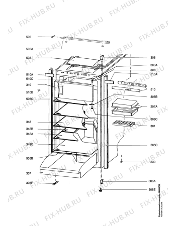 Взрыв-схема холодильника Elektra Bregenz KD165 - Схема узла Housing 001